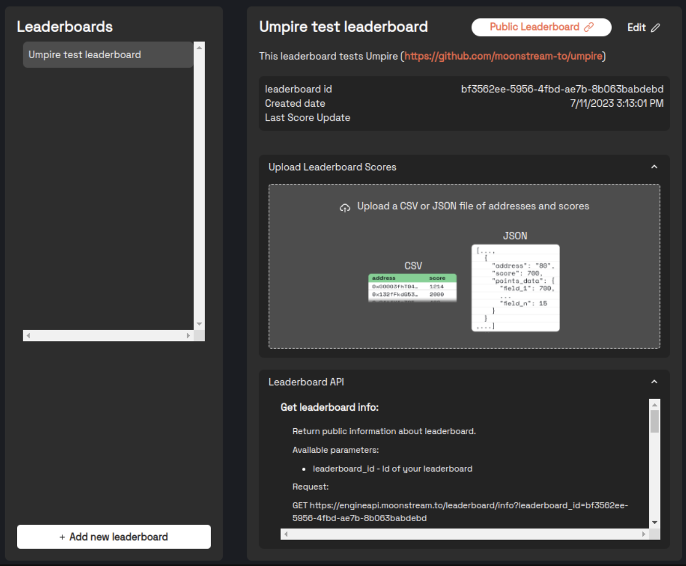 Upload scores